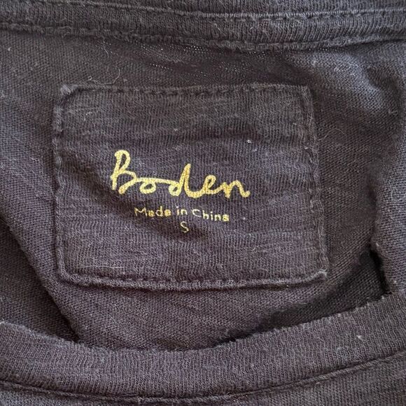 BODEN Gold Metallic Polka Dot Long Sleeve T-Shirt Womens Size Small Black Tee - Picture 2 of 10